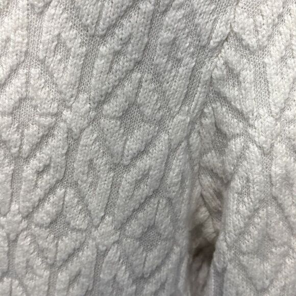 LOFT Womens Textured Diamond Knit Sweater S  Nylon Mohair Wool Blend White Gray - Picture 6 of 13